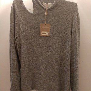 Johnny Becca soft gray cut out mock turtle neck-Lg